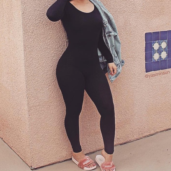 black spandex jumpsuit